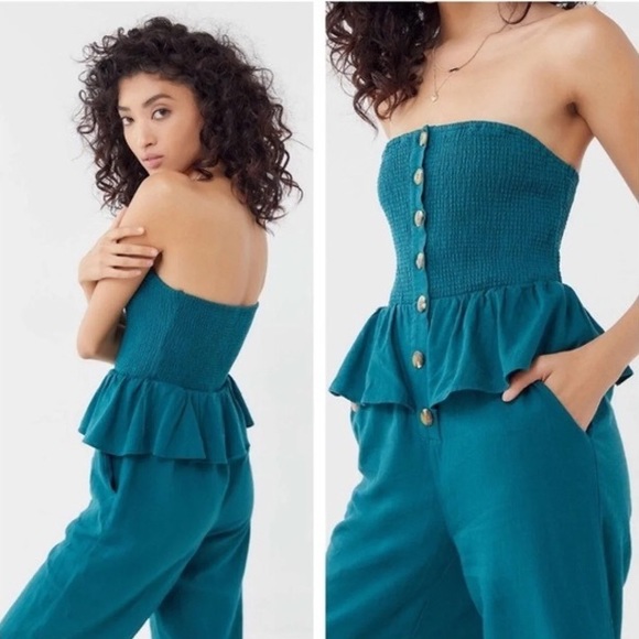 Urban Outfitters Pants - Urban Outfitters Ruffle Waist Strapless Jumpsuit